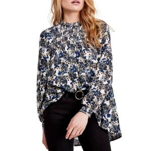 Free People Blue and White Floral Tunic